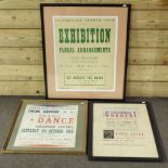 Three various posters, relating to Colchester Flower Club 1953, 61 x 47cm,