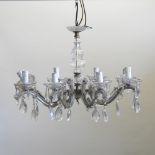 An early 20th century French glass chandelier,