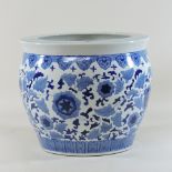 A Chinese blue and white pottery jardiniere,