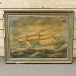 Chinese School, 19th century, a three masted ship in full sail, oil on canvas,