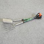 A new stainless steel garden fork and spade set