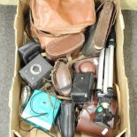 A box of cameras and other items