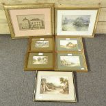 English School, early 20th century, a pair of cottage landscapes, signed with monogram,