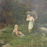 Eleanor Brown, 19th century, landscape with figures, signed, oil on canvas,