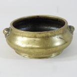 A Chinese gilt bronze censer, relief dragon and seal mark to base,