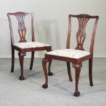 A set of six George III style mahogany dining chairs