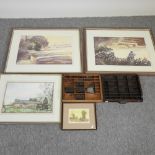 Michael Carlo, b1945, a pair of landscapes, together with Verity Rous, Hitcham, signed watercolour,