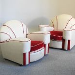 A pair of Art Deco style club armchairs,