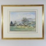 S W Lambert, 20th century, Scobiter Farm, Dartmoor, signed, watercolour,