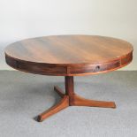 A 1960's hardwood circular dining/drum table, by Robert Heritage for Archie Shine circa 1965,