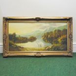 Andrew Grant Kurtis, hilly river landscape, signed oil on landscape,
