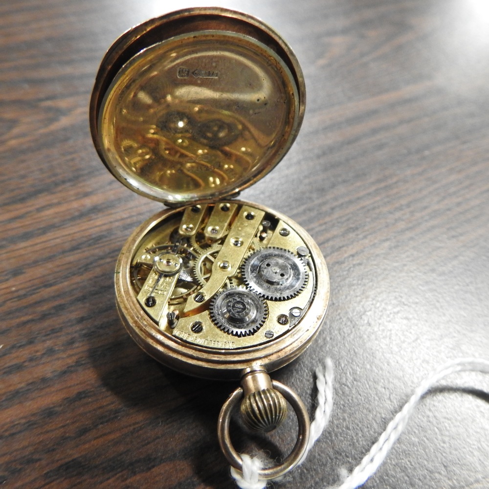 An early 20th century 9 carat gold cased open faced pocket watch, no463187, - Image 5 of 5