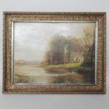 M C Warsop, 19th century, fisherman by a church, signed and dated 1890, oil on canvas,