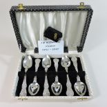 A set of six silver Queens pattern tea spoons, by J & W Mitchell, Glasgow, 1845,