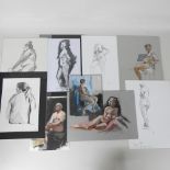 Malcolm Cudmore, a collection of eight unframed graphite sketches and oils of nudes,