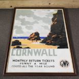 A reproduction GWR advertising print, framed,