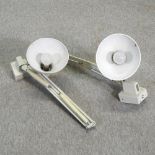 A pair of 1960's cream painted adjustable angle poise wall lights