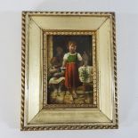 Italian school, 19th century, girl holding a begging bowl, oil on panel, initialled verso RVG,