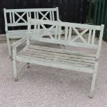 A green painted wooden garden bench, 120cm,