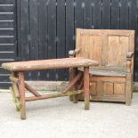 A wooden garden settle, 94cm,