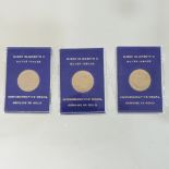 Three 9 carat gold Queen Elizabeth II 1977 silver jubilee Royal commemorative coins,
