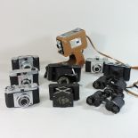 A collection of vintage cameras,