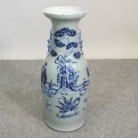 A large Chinese porcelain celadon glazed blue and white vase,