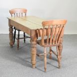 A 19th century pine kitchen table, 137 x 69cm,