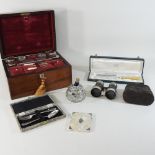A Victorian dressing case, together with a collection of silver plated metalwares,