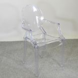 A Philippe Stark design perspex Ghost chair