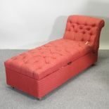 An Edwardian style red upholstered day bed,