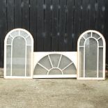 A pair of white painted arched windows, 107 x 60cm,