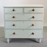 A Victorian green painted chest of drawers,