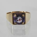 A 9 carat gold and amethyst ring,