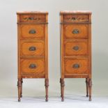 A pair of early 20th century continental satinwood chests,