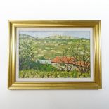 George J Charlton *ARR, (1899-1979), Mediterranean landscape, with a village on a hill, signed,