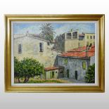 George J Charlton *ARR, (1899-1979) Mediterranean townscape, signed oil on canvas,