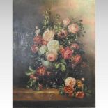 Continental School, (20th century), still life of flowers, oil on canvas, 92 x 71cm,