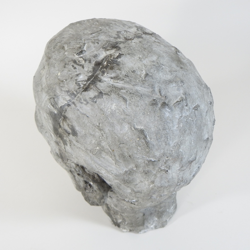 A modern concrete sculpture, life size head of a man, - Image 3 of 3