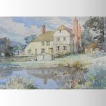 Alfred John Billingshurst *ARR, (1880-1963), landscape with house, signed watercolour,
