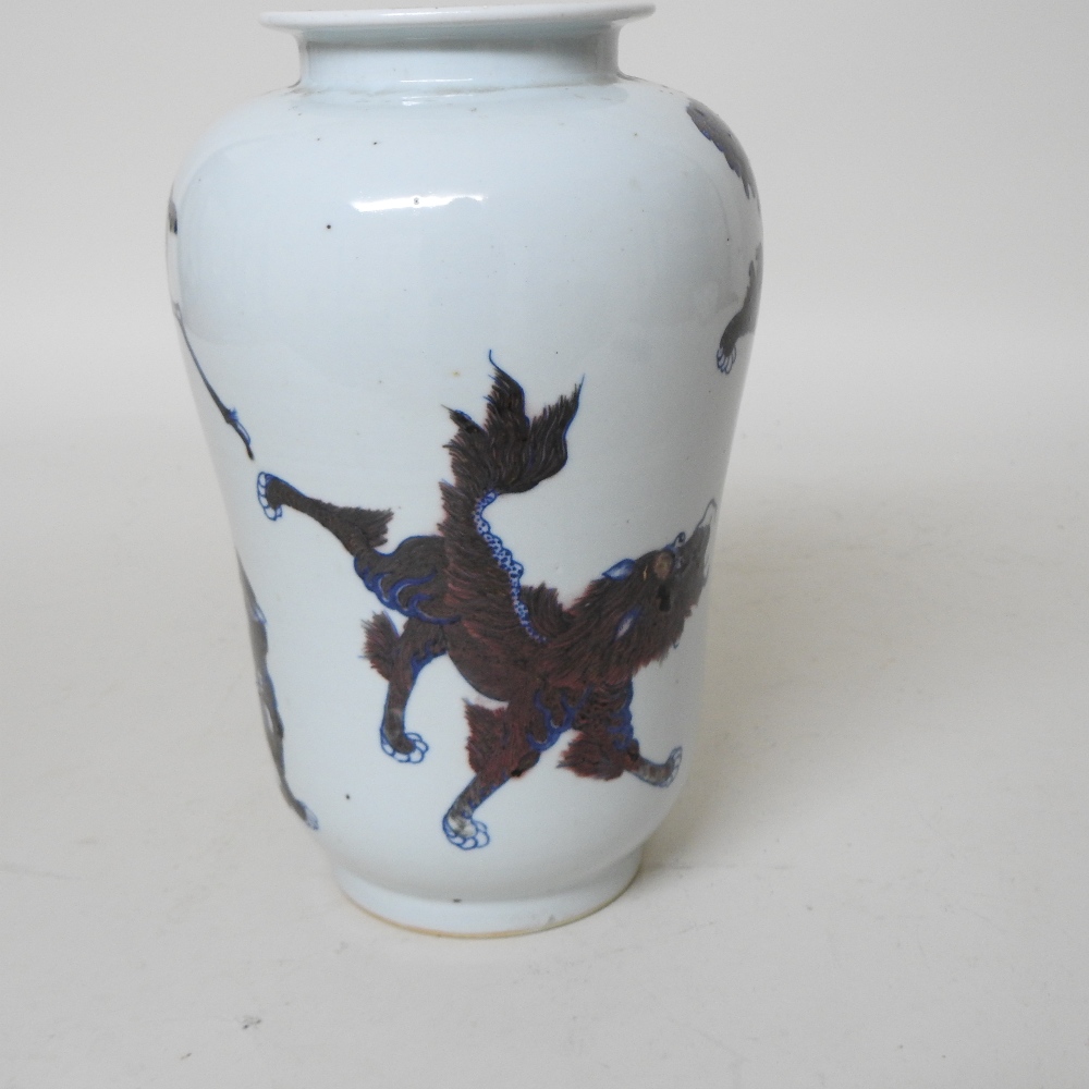 A 19th century Chinese porcelain blue and white vase, decorated in manganese with animals, - Image 26 of 27