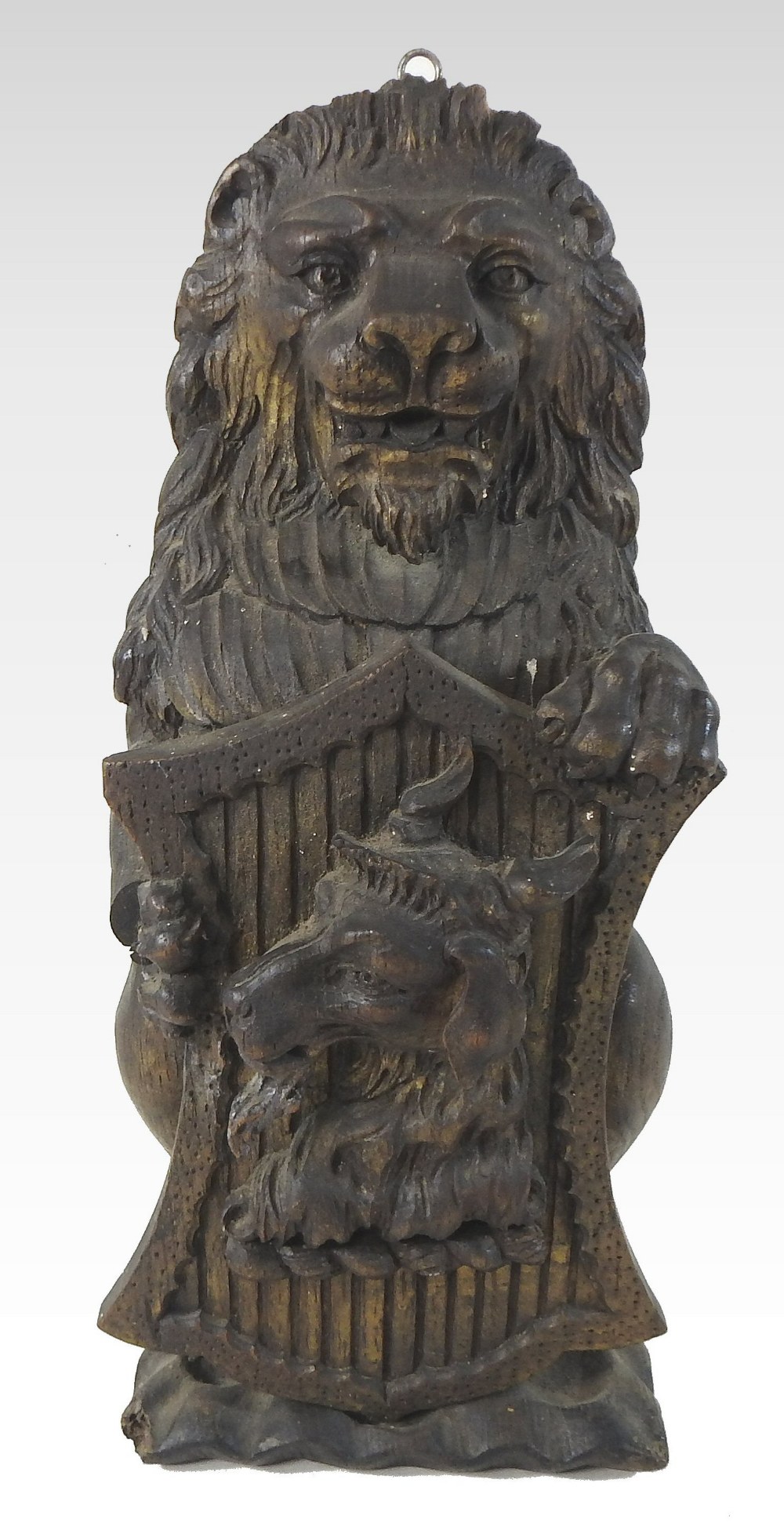 A 17th century style carved oak model of an heraldic lion, shown upright, - Image 4 of 7