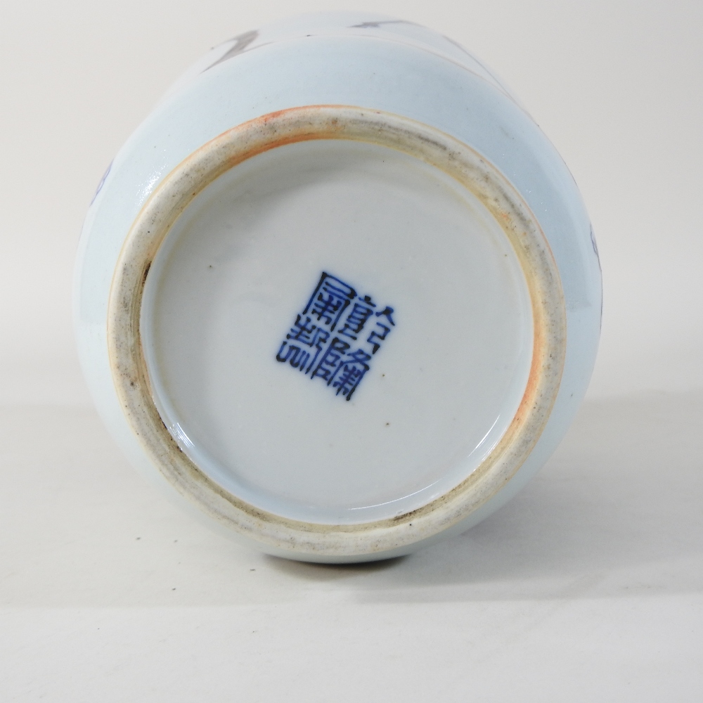 A 19th century Chinese porcelain blue and white vase, decorated in manganese with animals, - Image 2 of 27