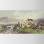 Tom Rourden *ARR, (early 20th century), landscape with sheep, signed watercolour, 20 x 38cm,