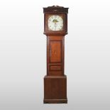 A late George III oak cased longcase clock, the painted dial signed William Breddy, Langport,