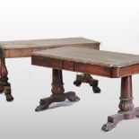 A similar pair of Regency rosewood sofa tables, each of rectangular shape,