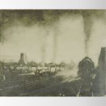 Ernest Burnett Hood *ARR, (1932-1988), Glasgow railway scene, etching,