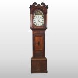 A George III oak and mahogany cased longcase clock, the painted dial signed Thomas Glase,