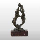 Continental School, (20th century) a bronze sculpture of six entwined abstract figures,