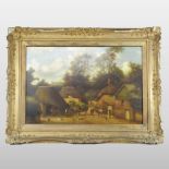English School, (19th century), a pair of farm yard scenes, oil on canvas, one unframed,